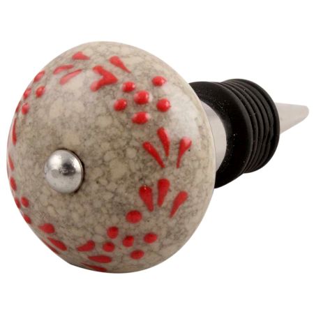 Red Embossed Crackle Ceramic Wine Stopper 
